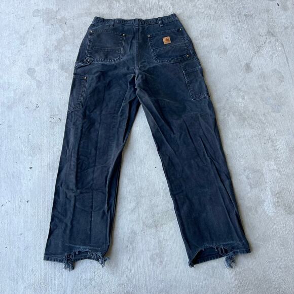 Vintage Y2K Carhartt black distressed double knee work wear carpenter pants - Picture 4 of 10